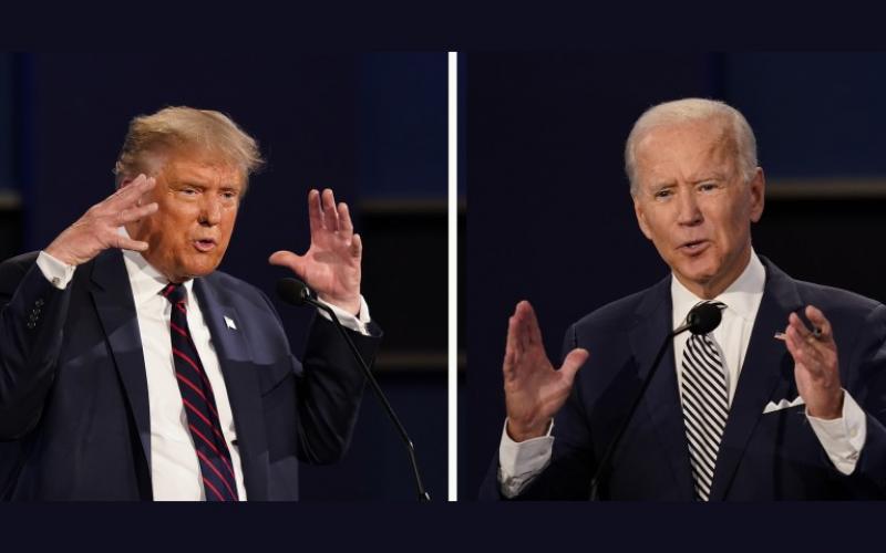 Image of Donald Trump and Joe Biden in the first Presidential Debate